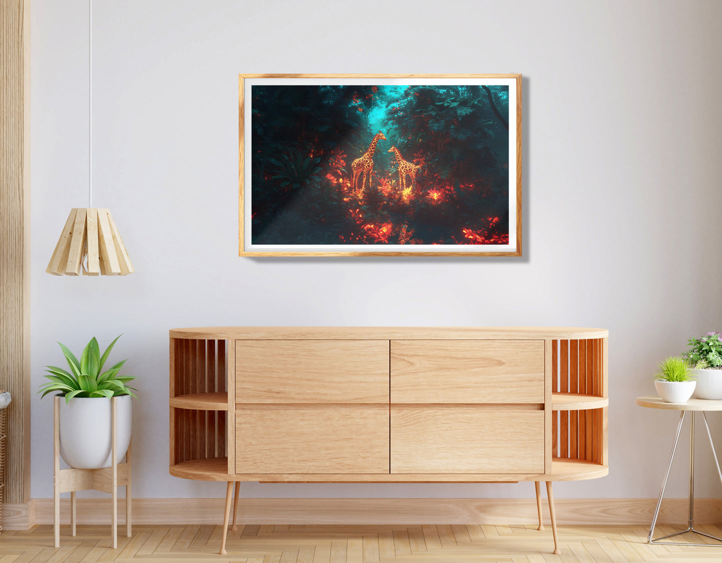 Neon Giraffe Jungle Black Black culture wall art view 74