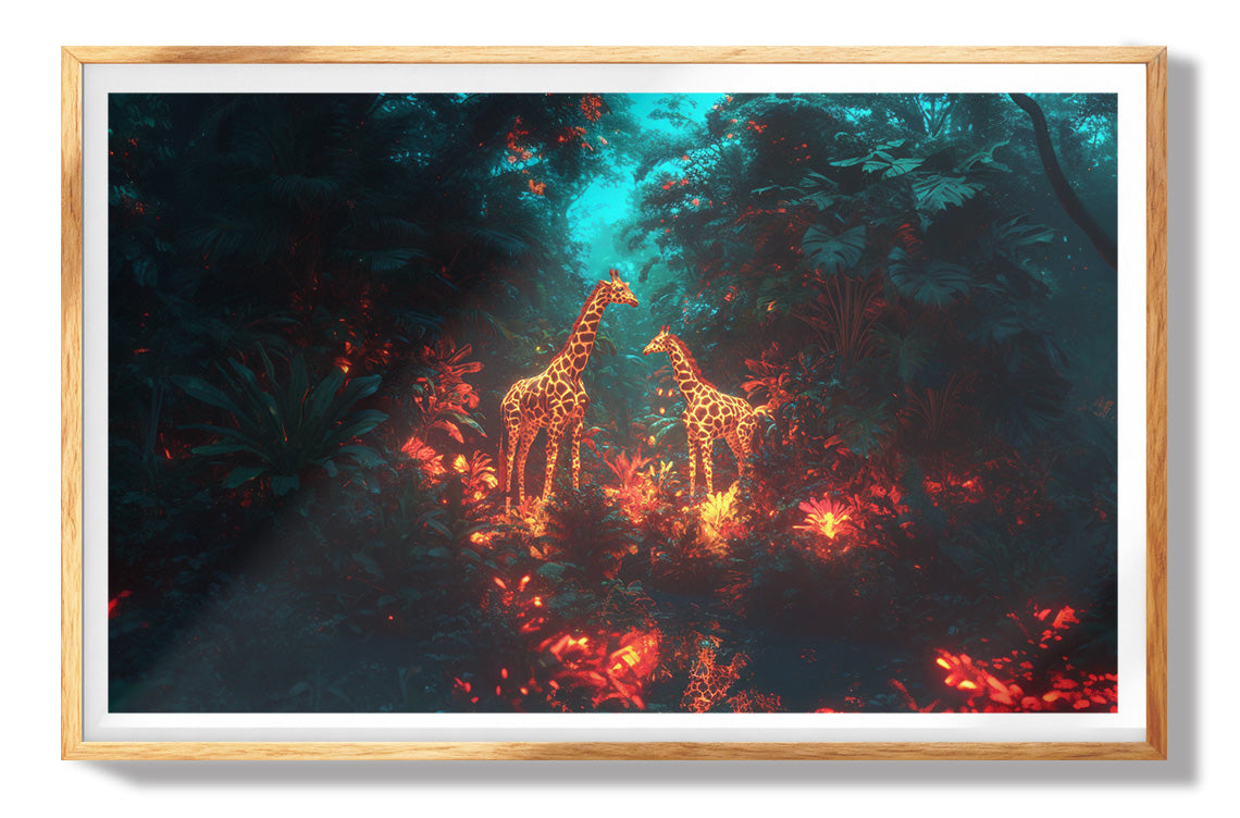 Neon Giraffe Jungle Black Black culture wall art view 73