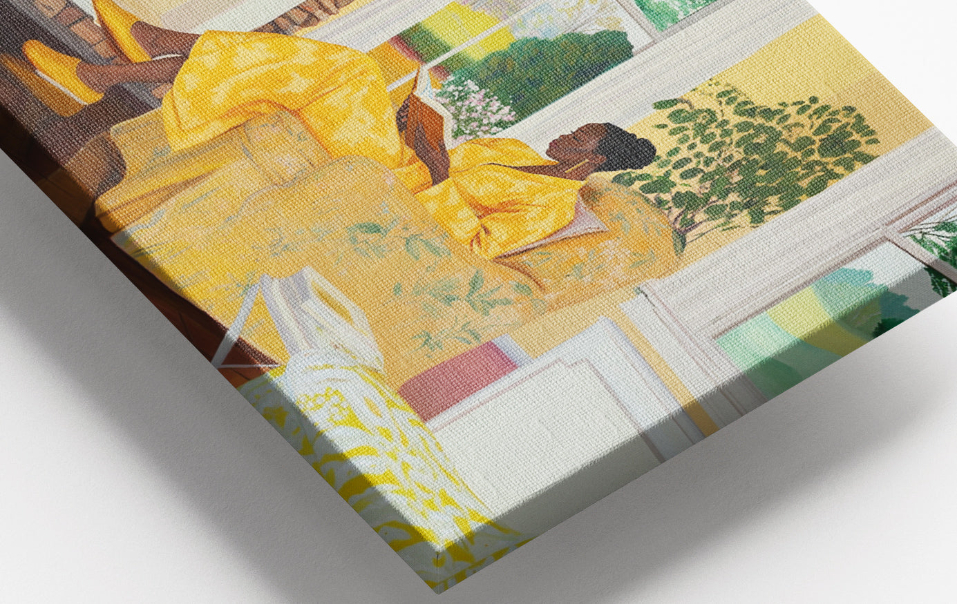 Close-up of Black Woman Reading by Fireplace African American wall art detail