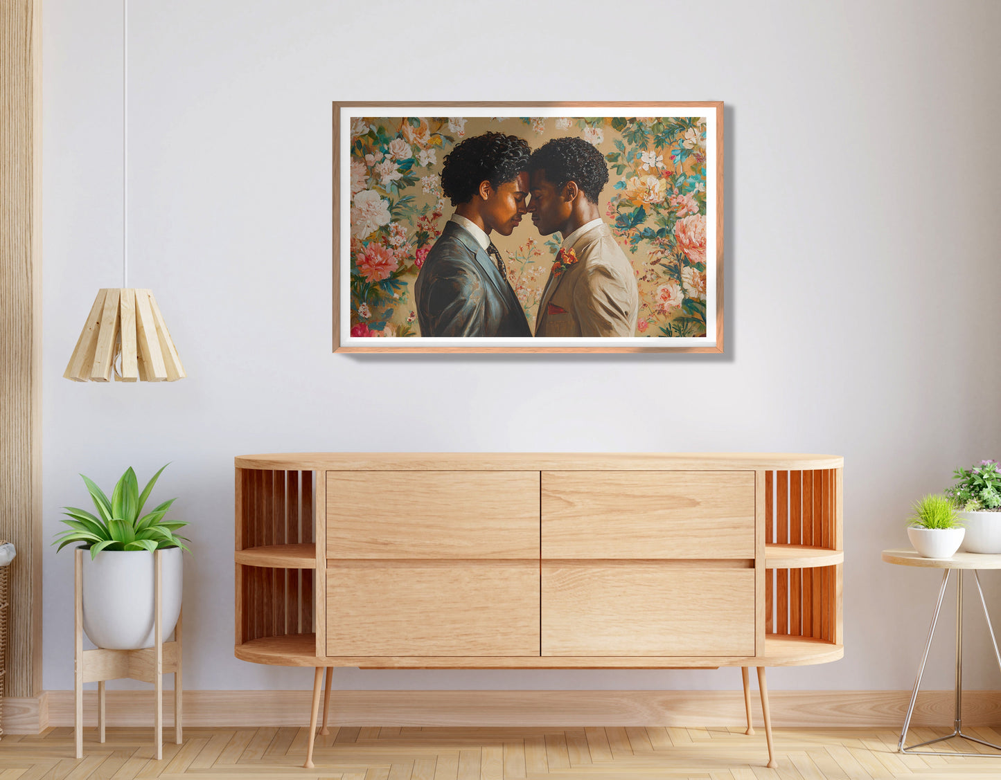 Black Gay Couple Floral Black love wall art view 36