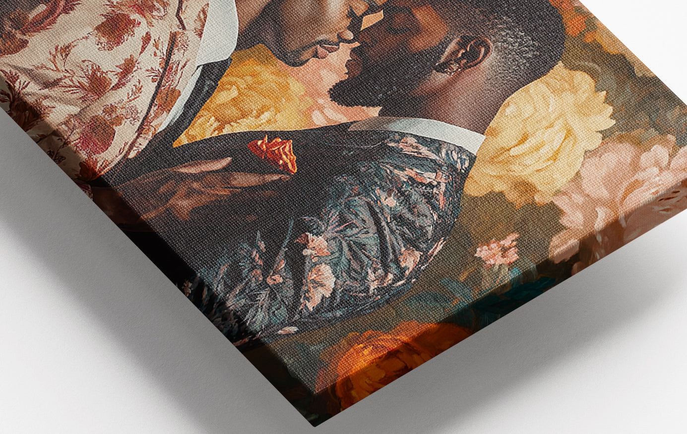 Close-up of Black Gay Couple Formal Portrait Black love wall art detail