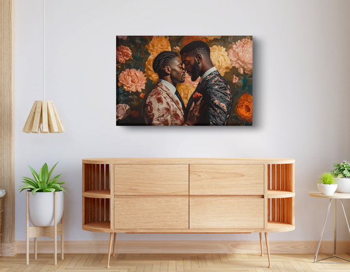 Black Gay Couple Formal Portrait Wall Art