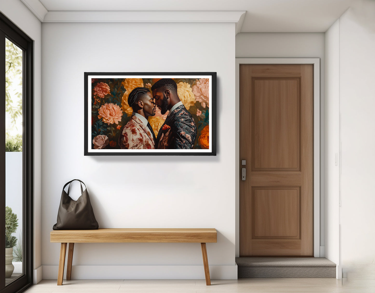 Black Gay Couple Formal Portrait Black love wall art view 53