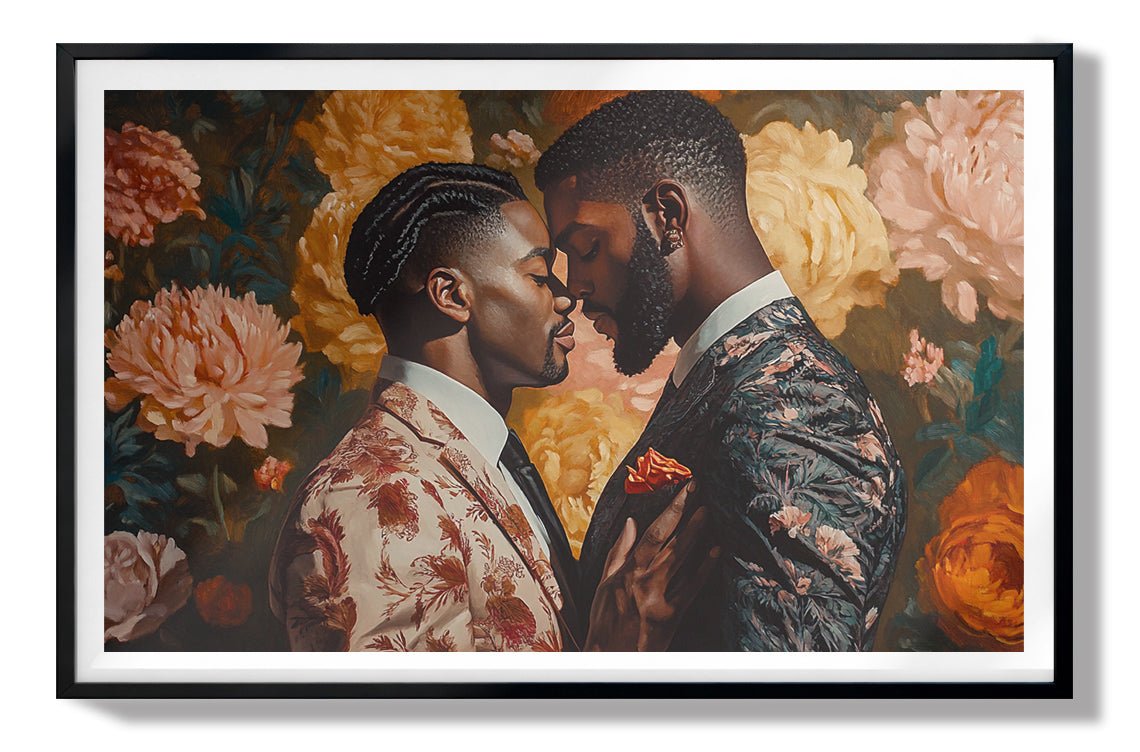 Black Gay Couple Formal Portrait Black love wall art view 51