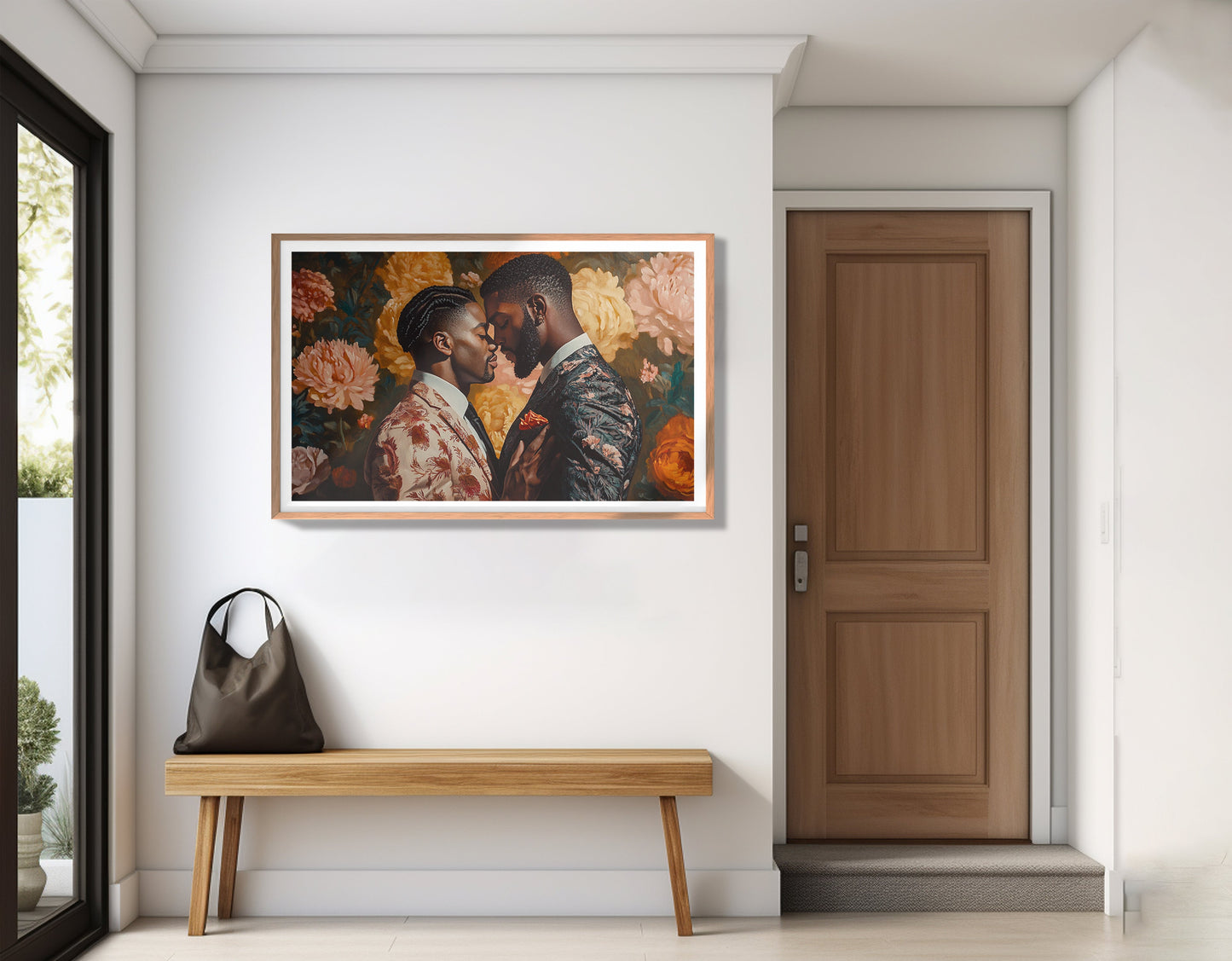 Black Gay Couple Formal Portrait Black love wall art view 61
