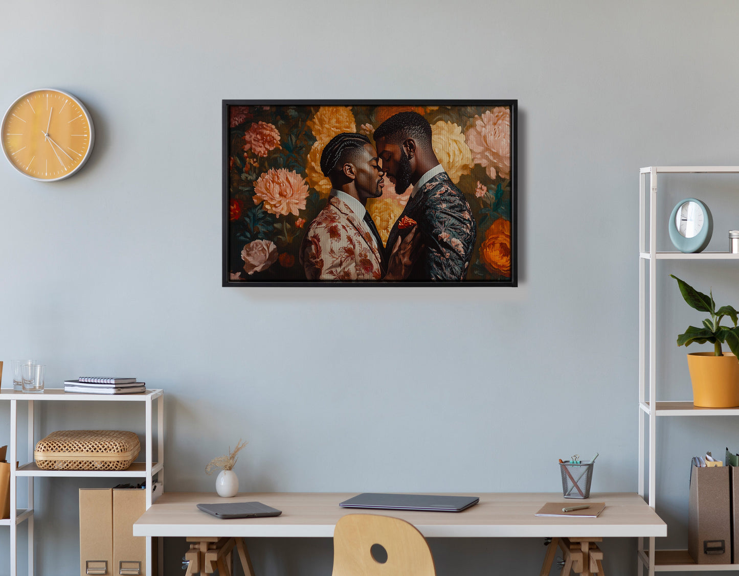 Black Gay Couple Formal Portrait Black love wall art view 24