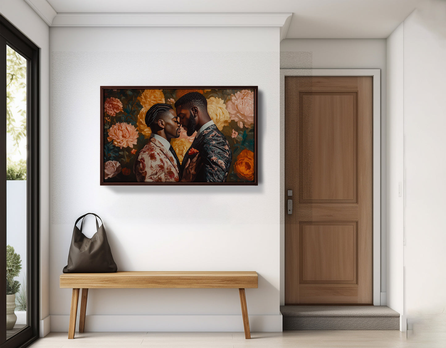 Black Gay Couple Formal Portrait Black love wall art view 27