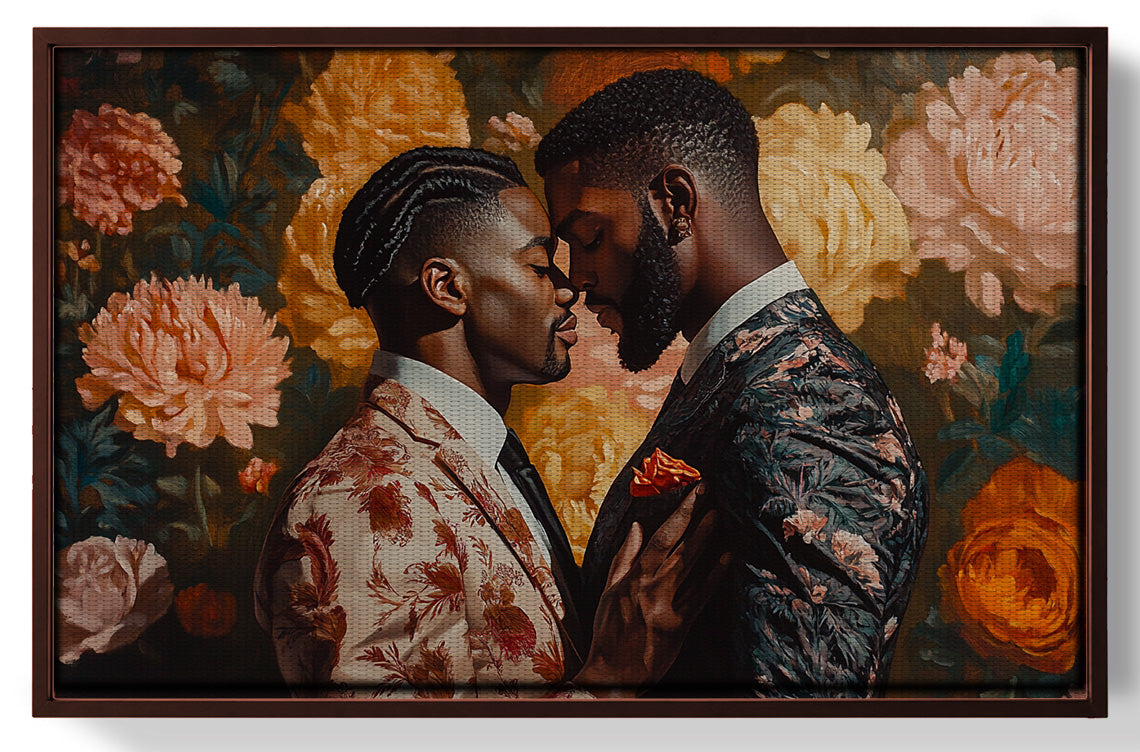 Black Gay Couple Formal Portrait Black love wall art view 25
