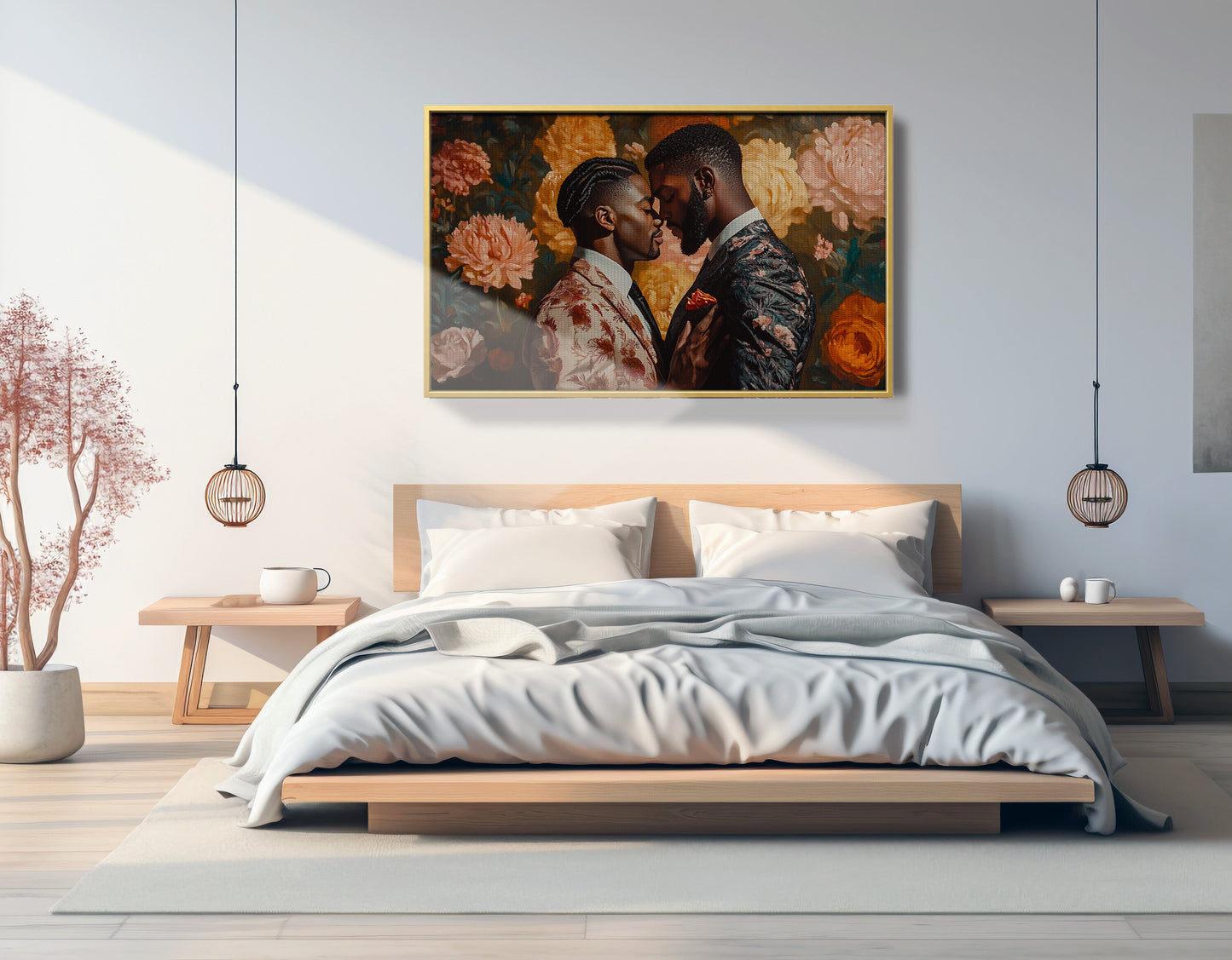 Black Gay Couple Formal Portrait Black love wall art view 30
