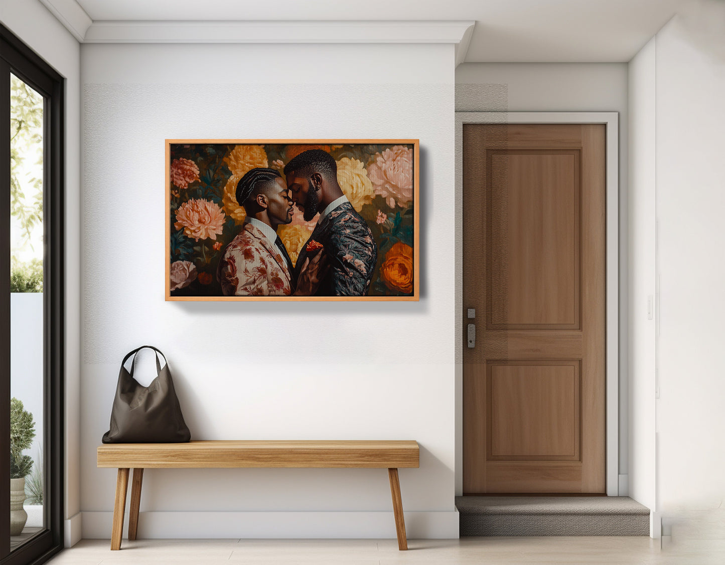 Black Gay Couple Formal Portrait Black love wall art view 37