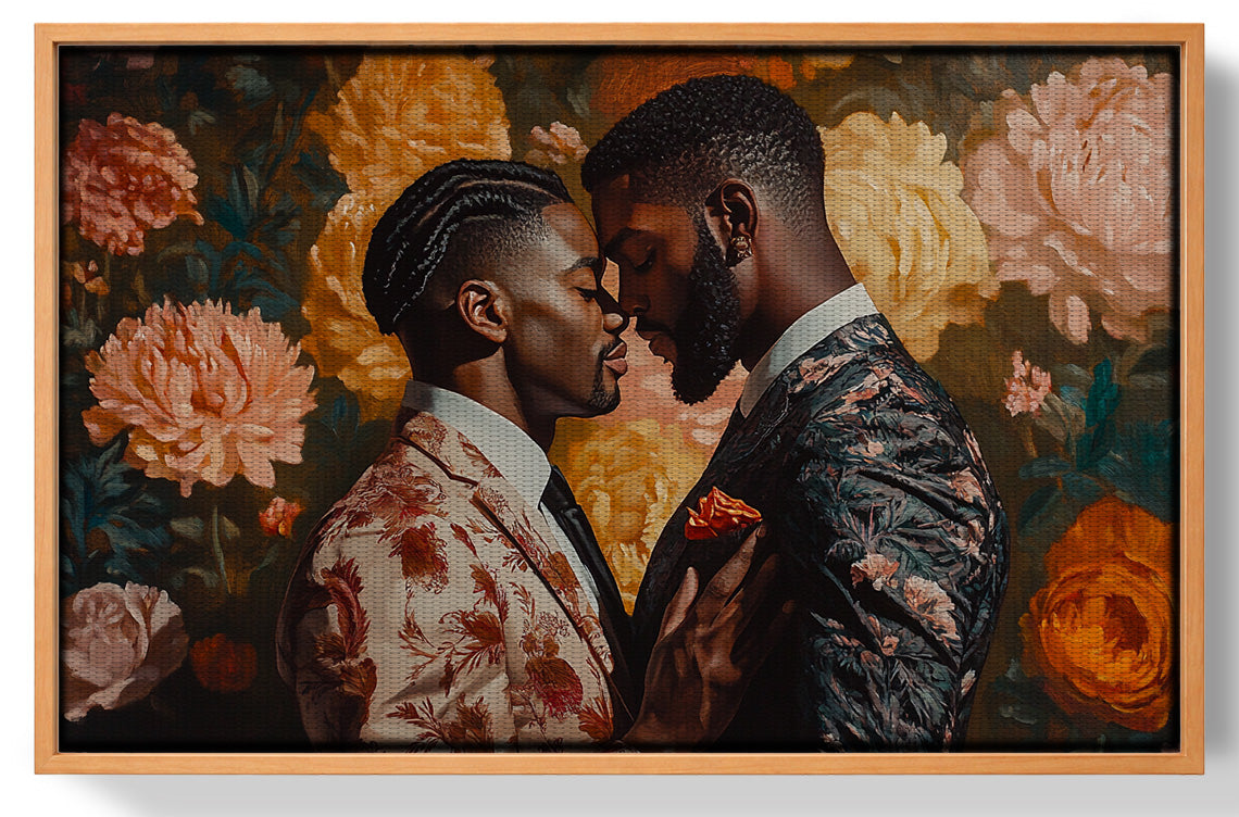 Black Gay Couple Formal Portrait Black love wall art view 34