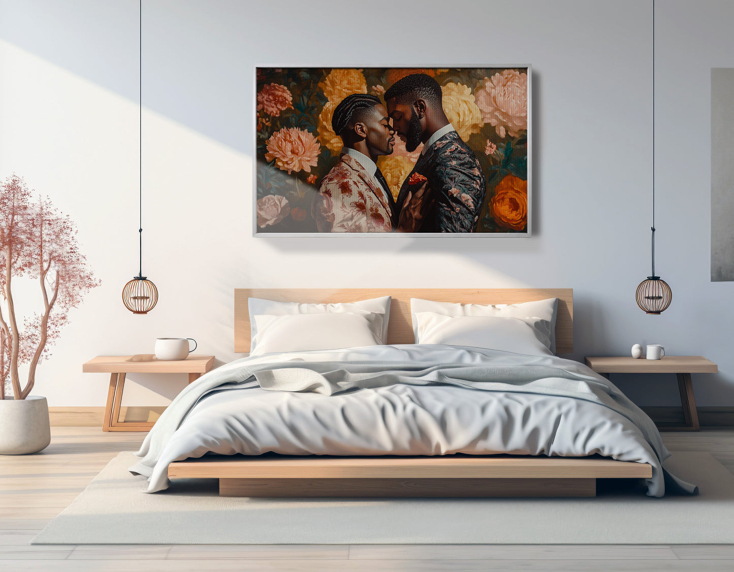 Black Gay Couple Formal Portrait Black love wall art view 44