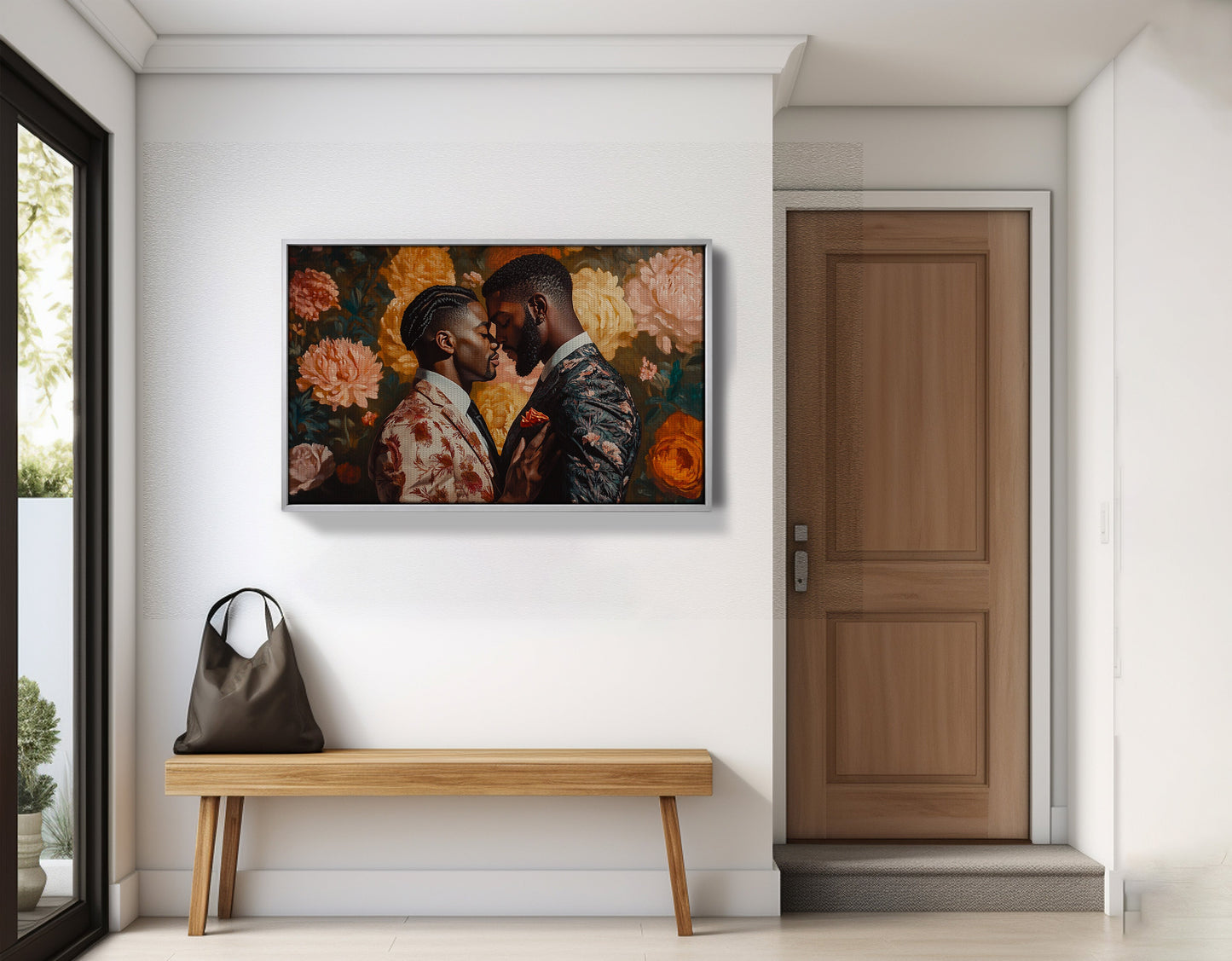 Black Gay Couple Formal Portrait Black love wall art view 46