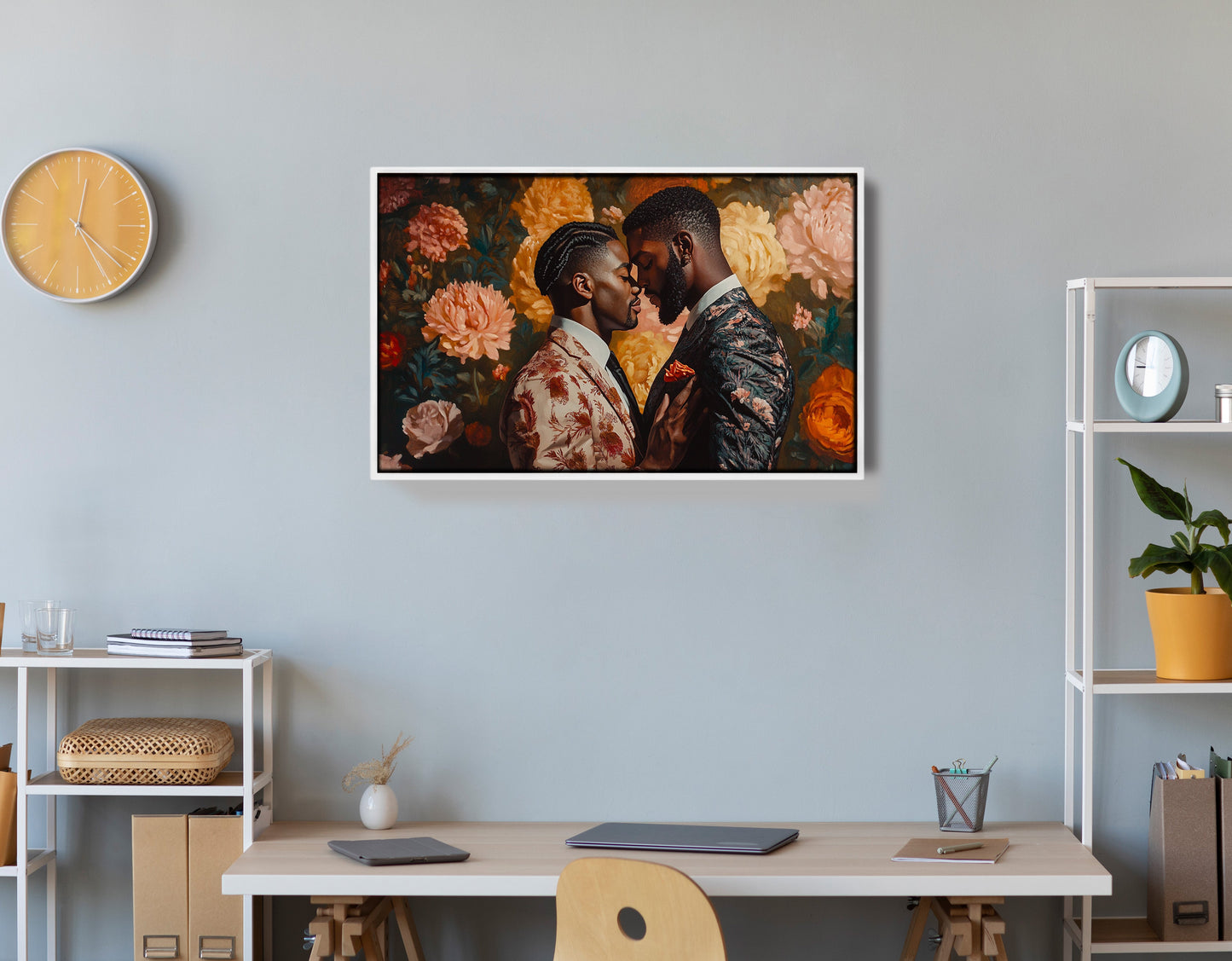 Black Gay Couple Formal Portrait Black love wall art view 50