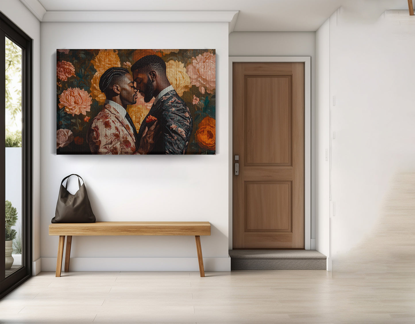 Black Gay Couple Formal Portrait Black love wall art view 14