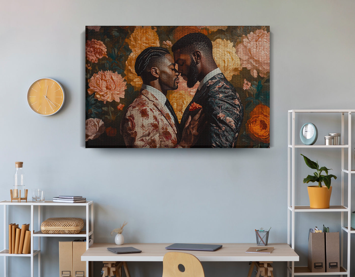 Black Gay Couple Formal Portrait Black love wall art view 15