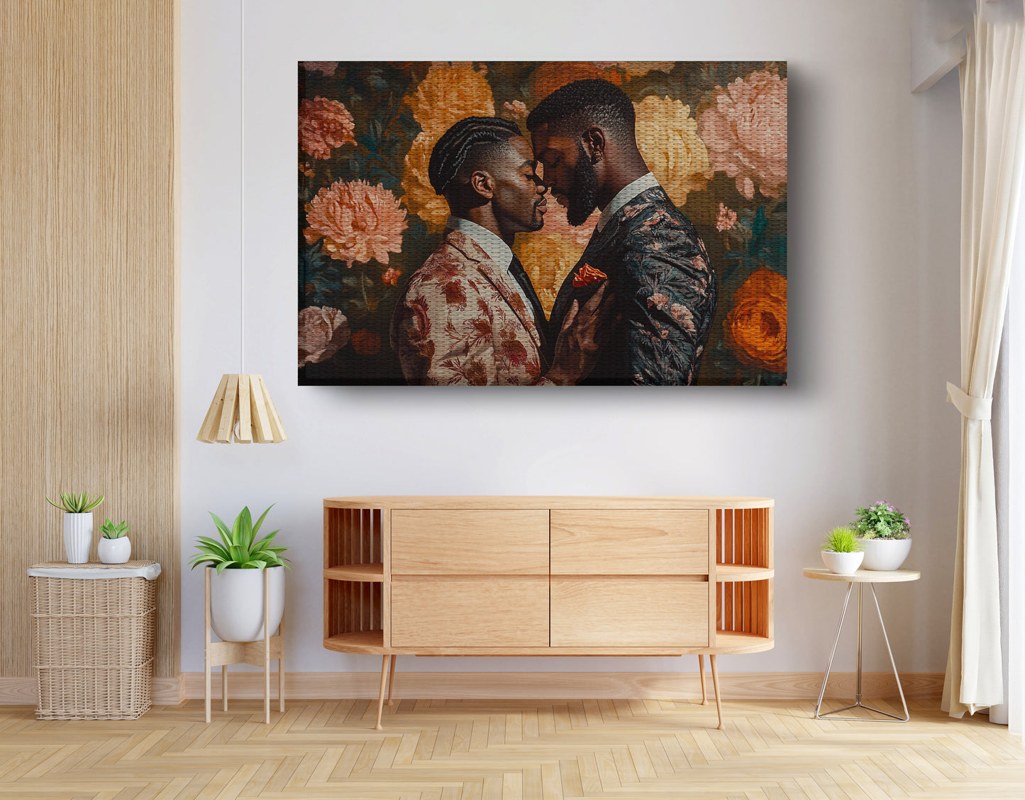 Black Gay Couple Formal Portrait Black love wall art print view