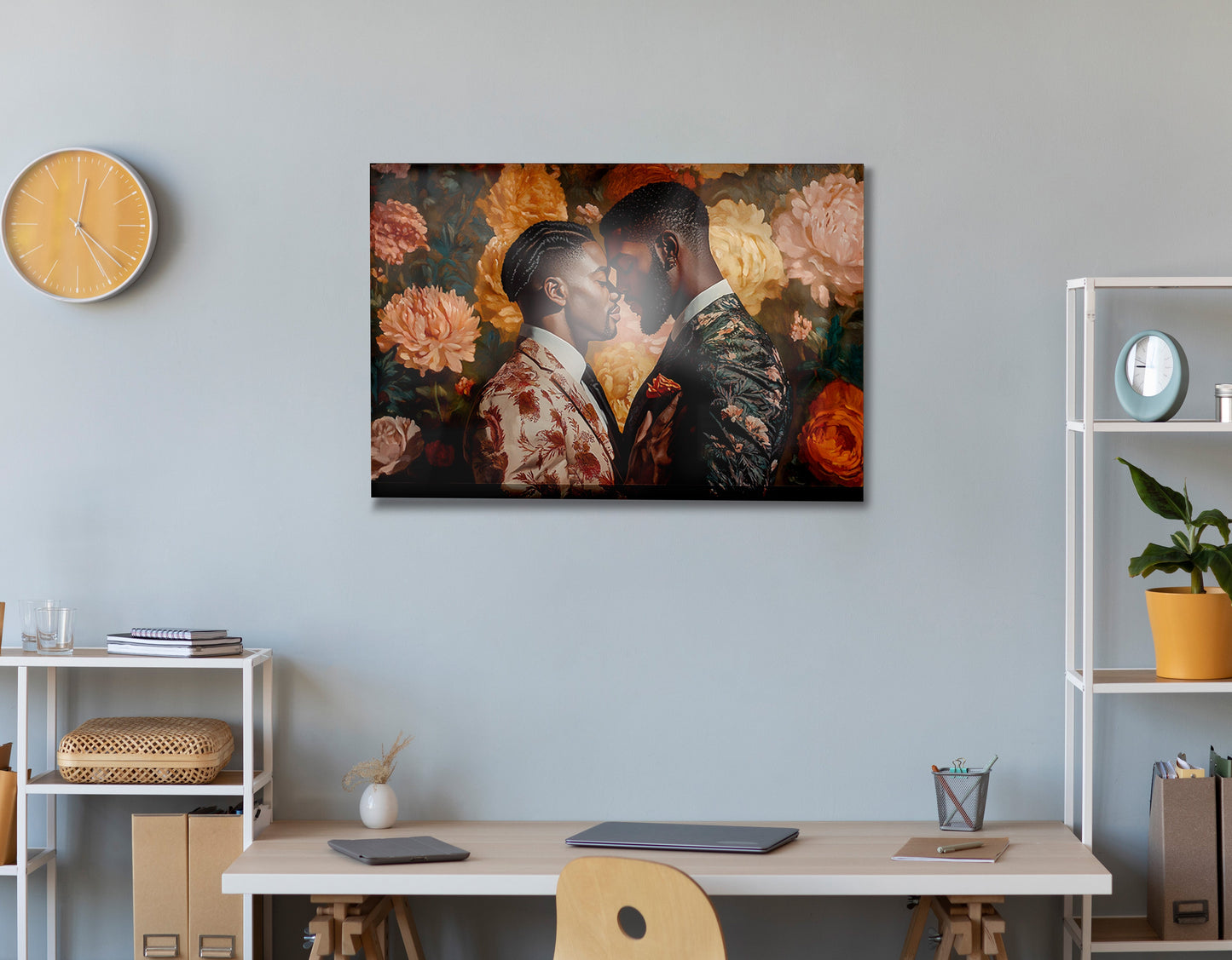 Black Gay Couple Formal Portrait Black love wall art view 19