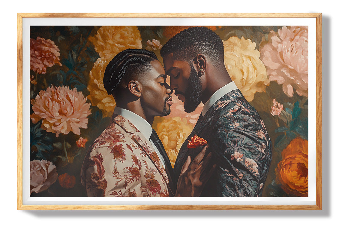 Black Gay Couple Floral Black love wall art view 31