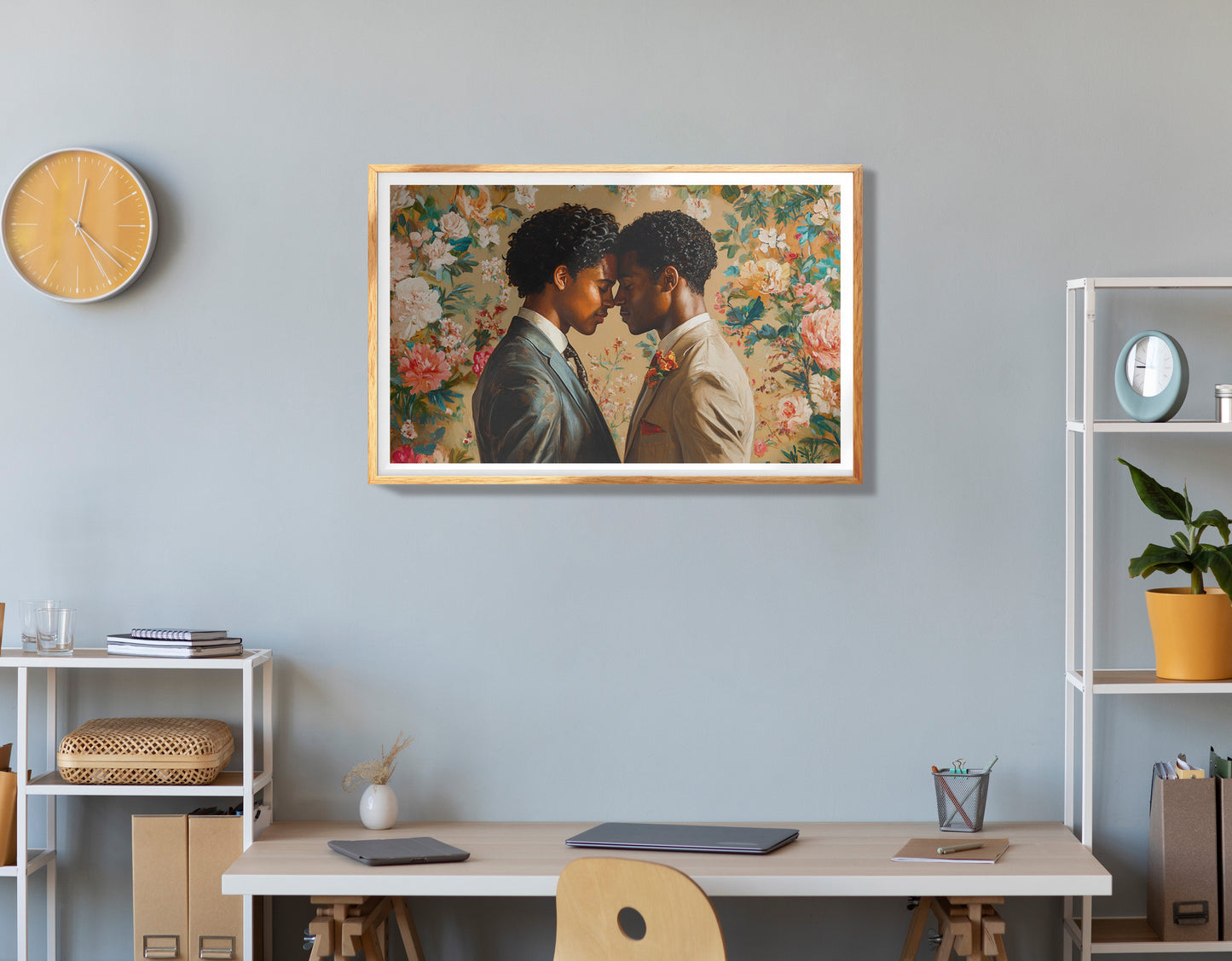 Black Gay Couple Formal Portrait Black love wall art view 58