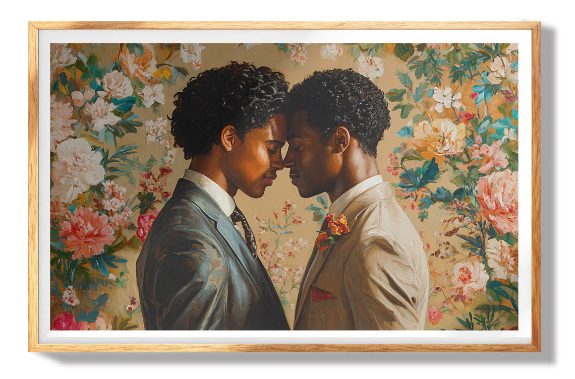Black Gay Couple Formal Portrait Black love wall art view 54