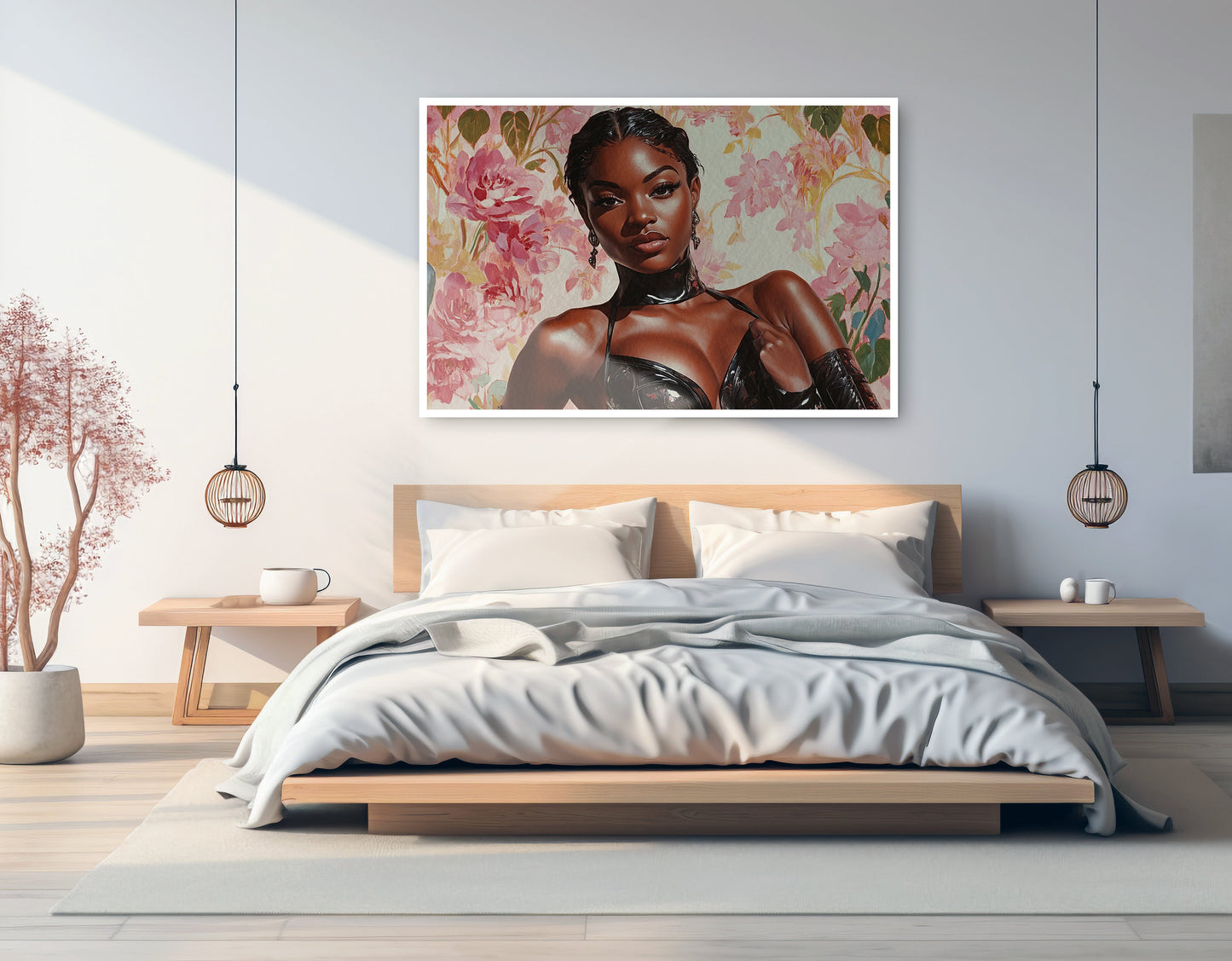 Powerful Black Woman Floral Portrait African American wall art artwork view