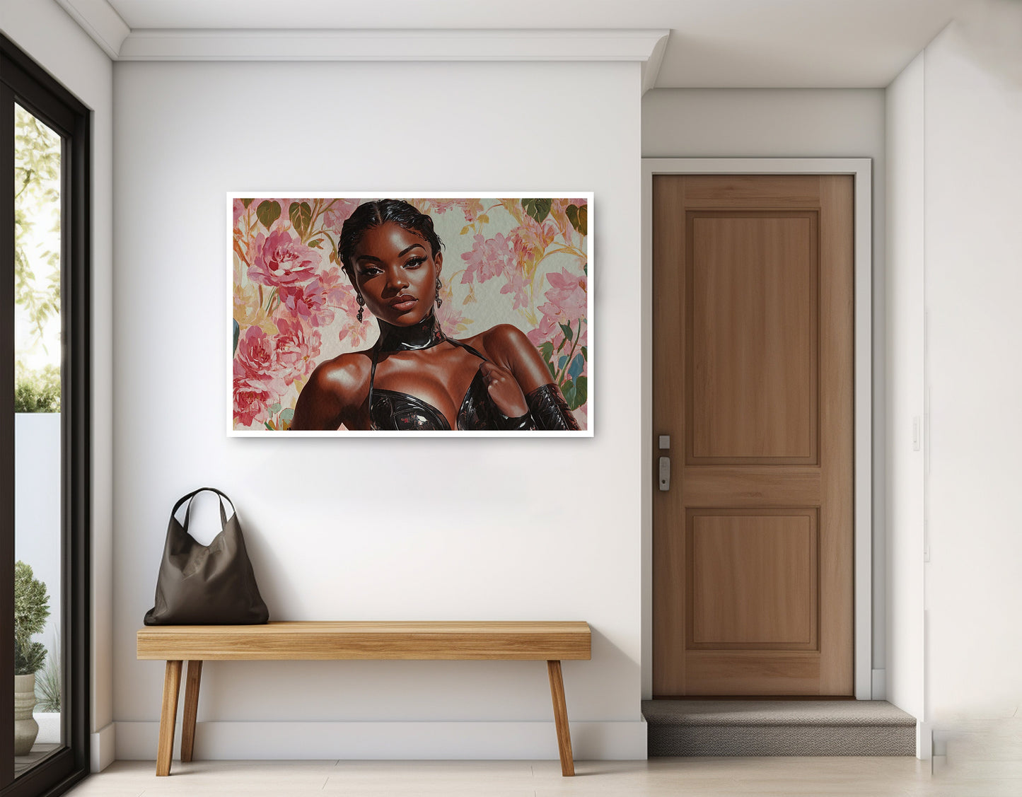 Powerful Black Woman Floral Portrait African American wall art home decor view