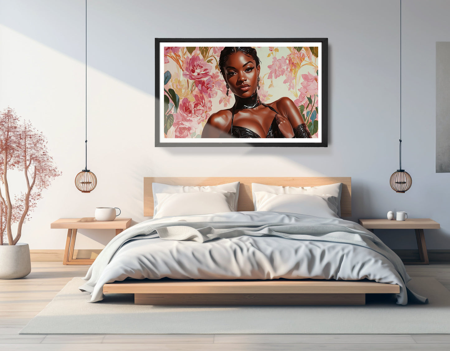Powerful Black Woman Floral Portrait African American wall art view 69