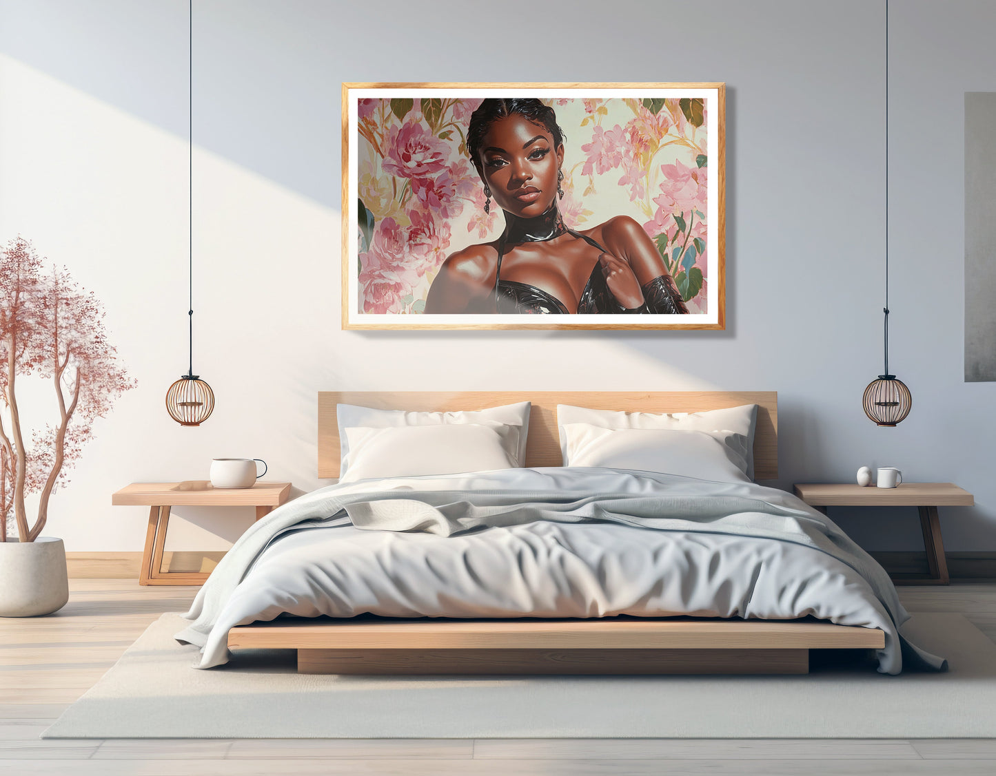 Powerful Black Woman Floral Portrait African American wall art view 75