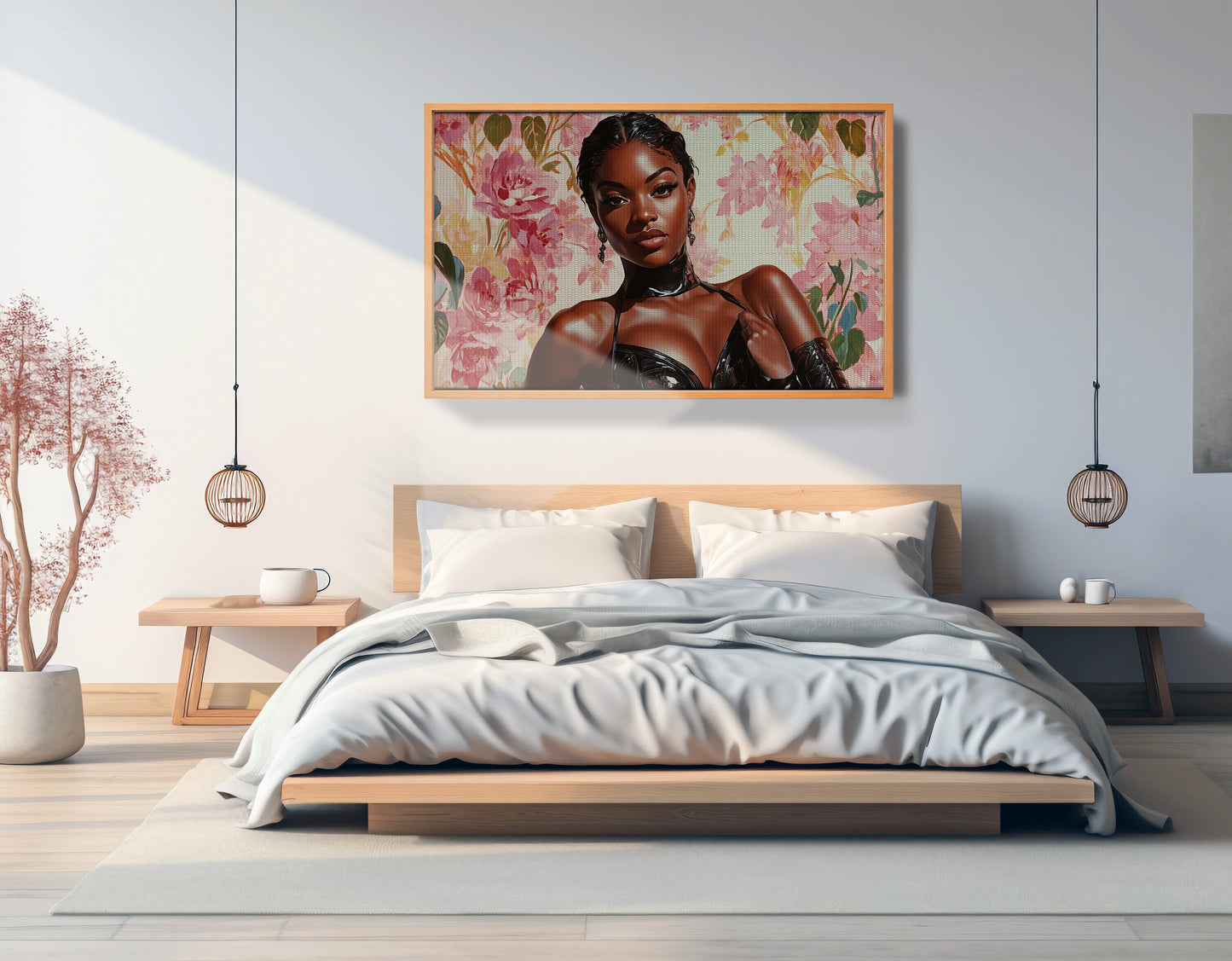 Powerful Black Woman Floral Portrait African American wall art view 45