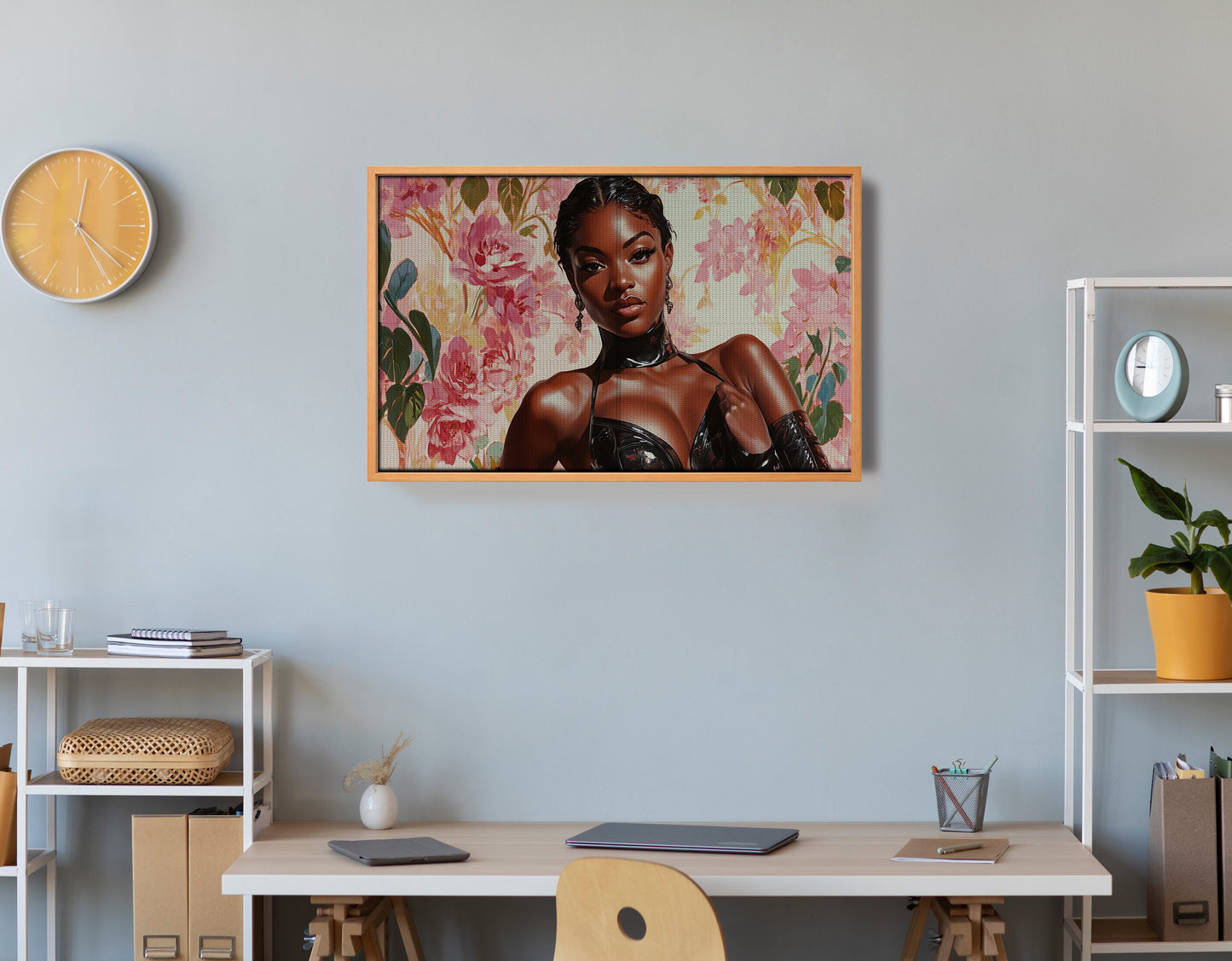 Powerful Black Woman Floral Portrait African American wall art view 48