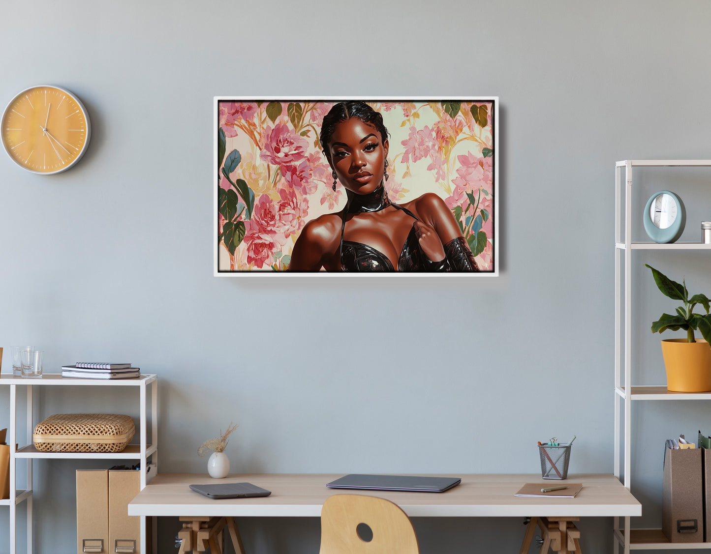 Powerful Black Woman Floral Portrait African American wall art view 66