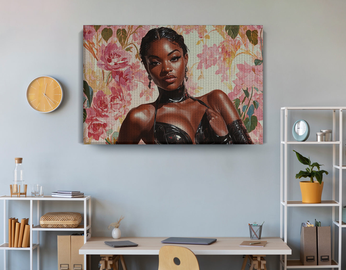 Powerful Black Woman Floral Portrait African American wall art view 18