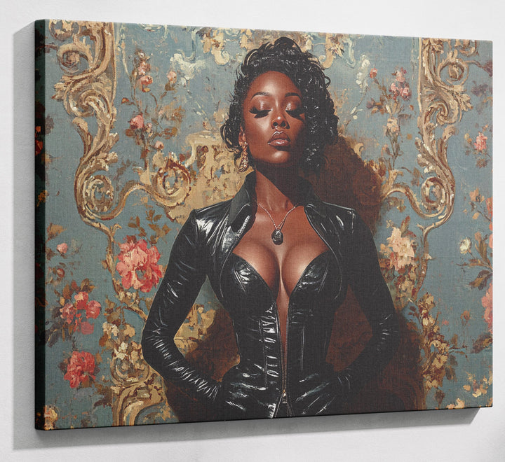 Powerful Black Woman Portrait African American wall art canvas print with visible wall art format