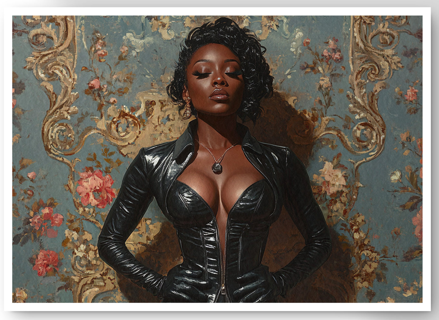 Powerful Black Woman Portrait African American wall art canvas print by MoomZee Artwork