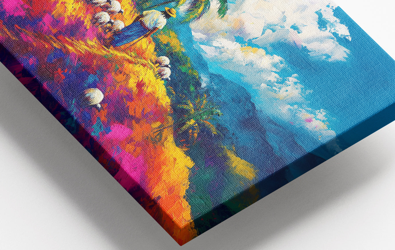 Close-up of Colorful Mountain Pasture Black African American canvas print detail
