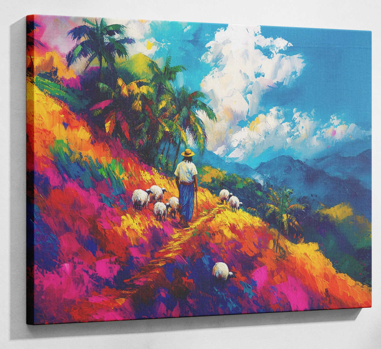 Colorful Mountain Pasture Black African American canvas print canvas print with visible wall art format
