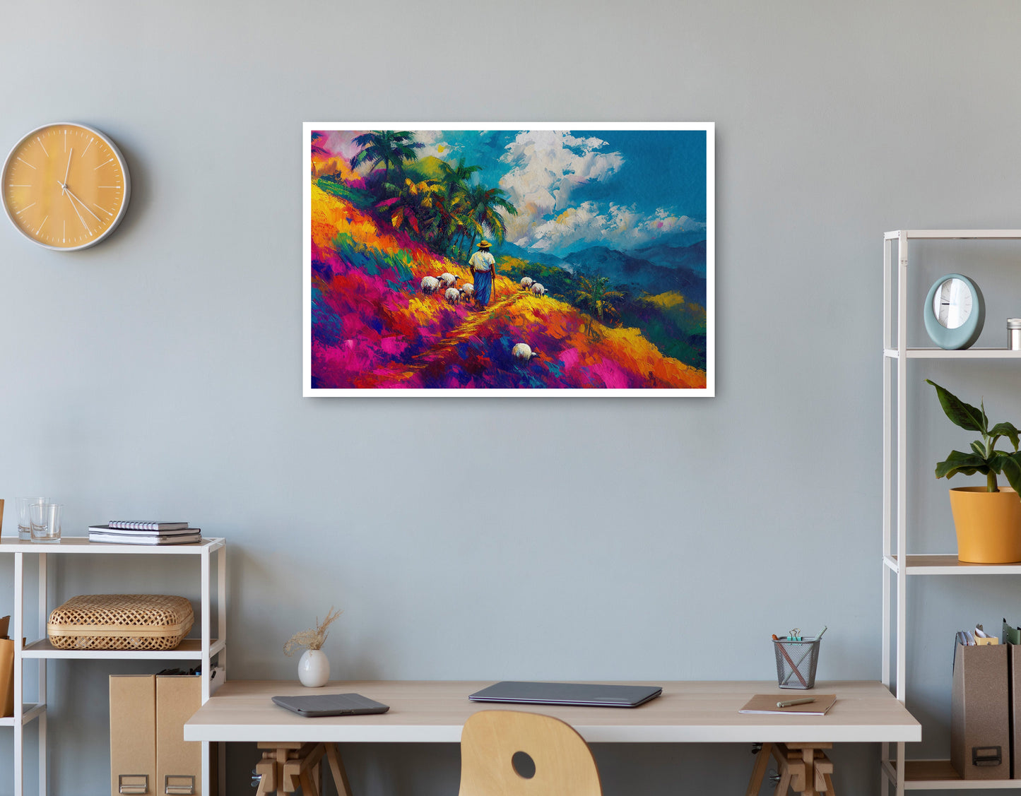 Colorful Mountain Pasture Black African American canvas print print view