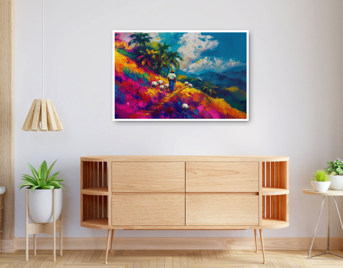 Alternate view of Colorful Mountain Pasture Black African American canvas print
