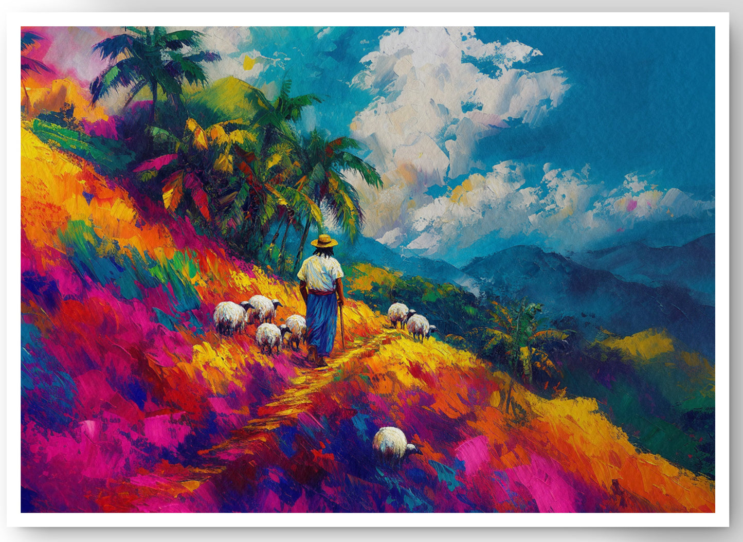 Colorful Mountain Pasture Black African American canvas print by MoomZee Artwork
