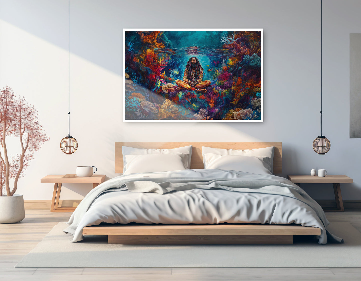 Black Woman Meditation Ocean African American wall art artwork view