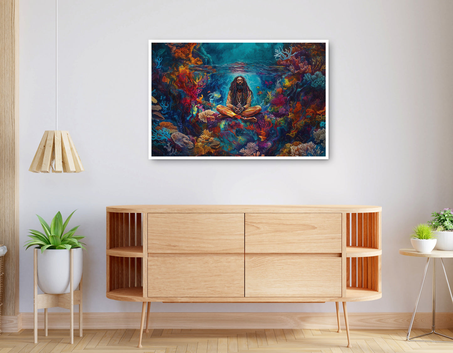 Alternate view of Black Woman Meditation Ocean African American wall art canvas print
