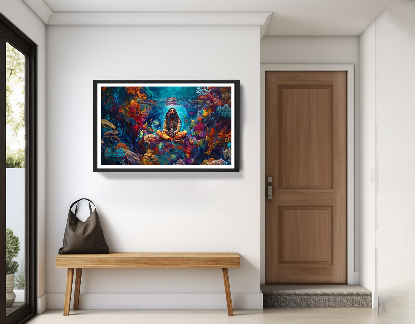 Black Woman Meditation Ocean African American wall art view 71