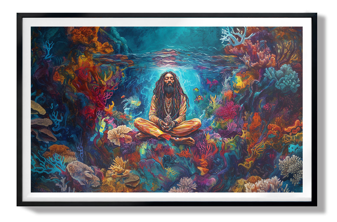 Black Woman Meditation Ocean African American wall art view 67