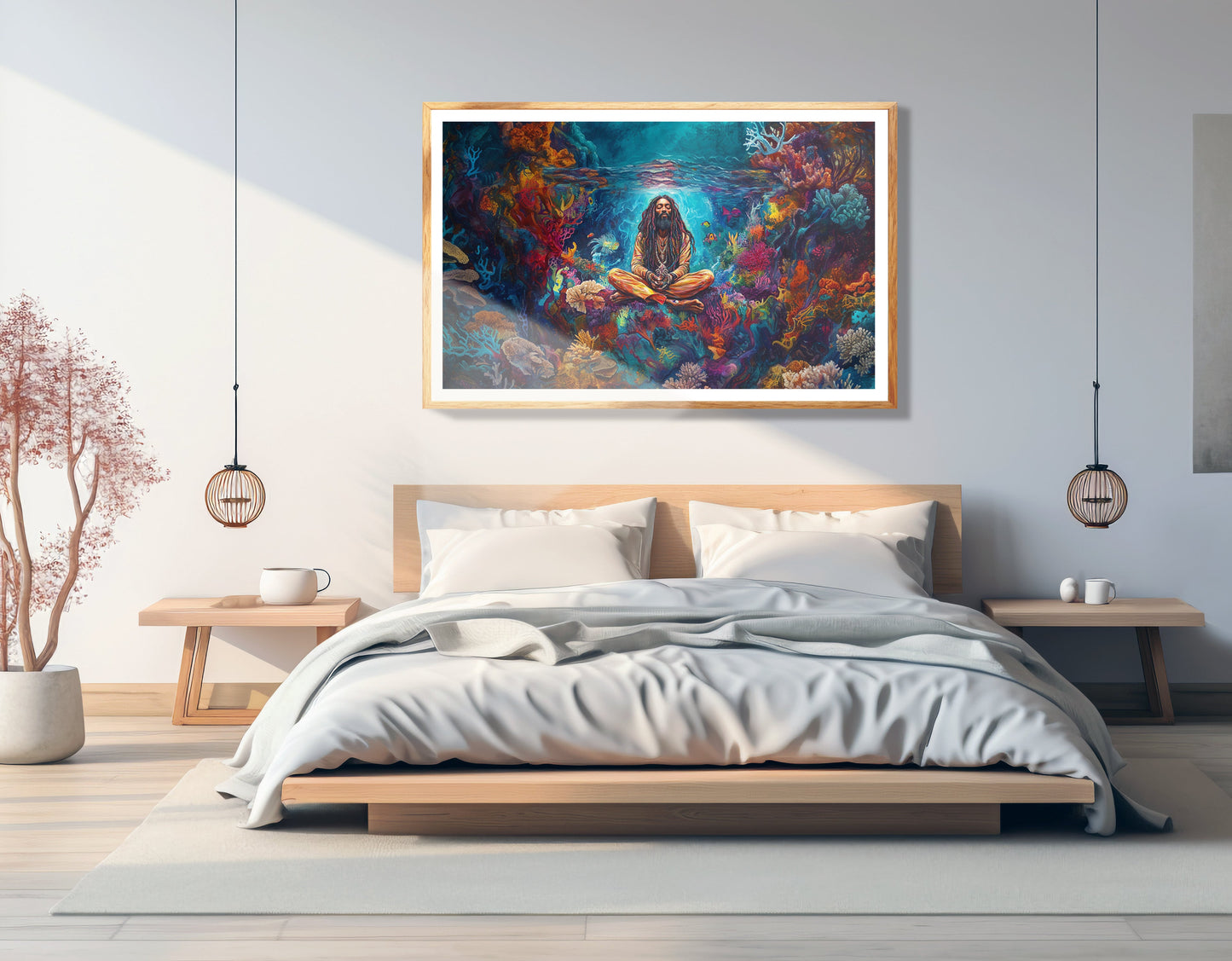 Black Woman Meditation Ocean African American wall art view 75