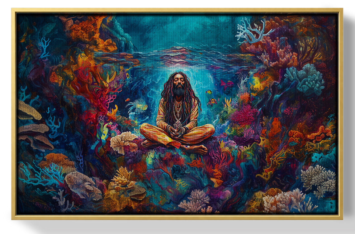 Black Woman Meditation Ocean African American wall art view 37