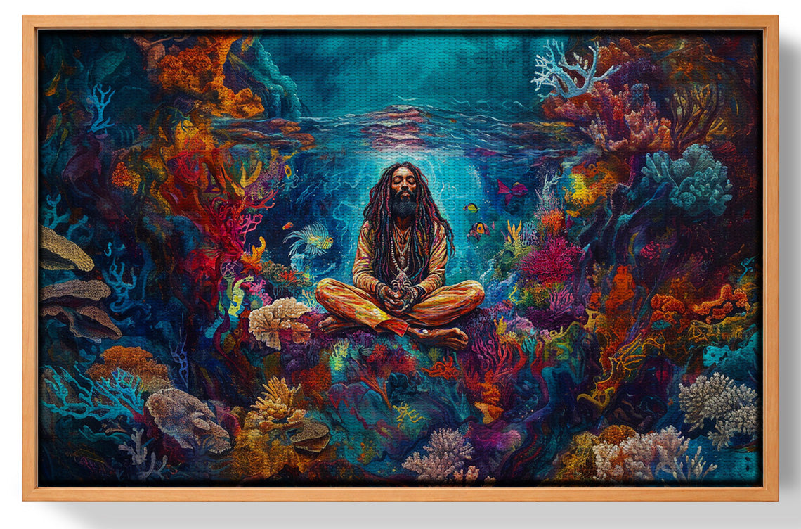 Black Woman Meditation Ocean African American wall art view 43