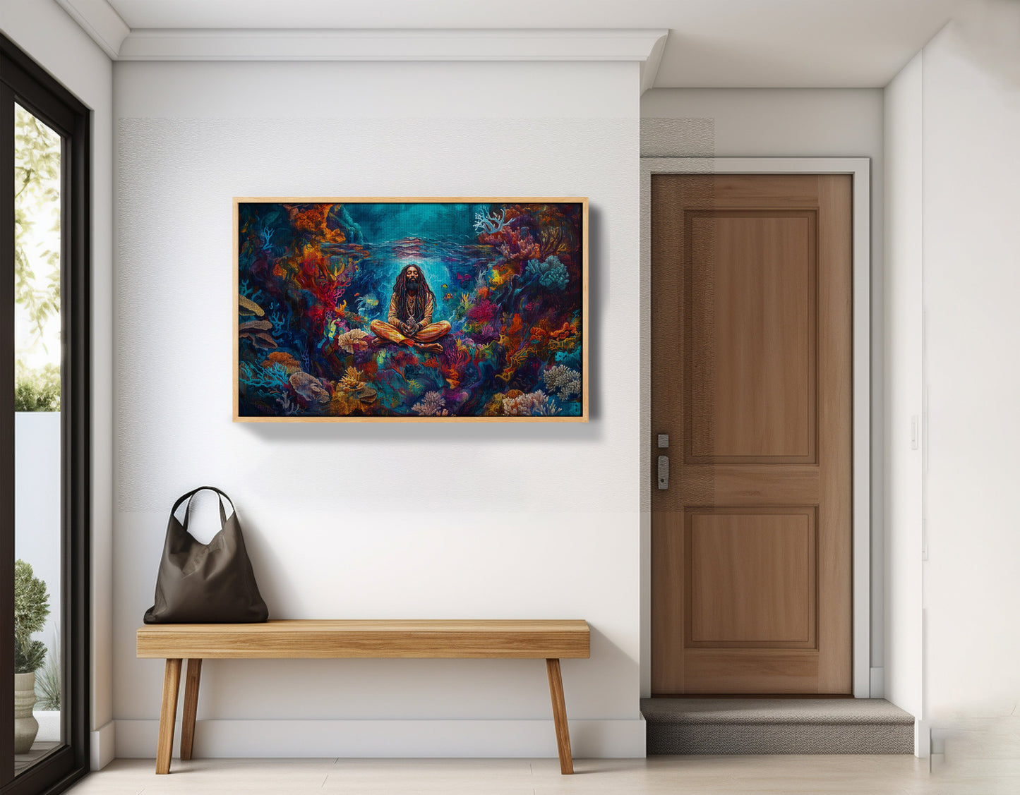 Black Woman Meditation Ocean African American wall art view 53