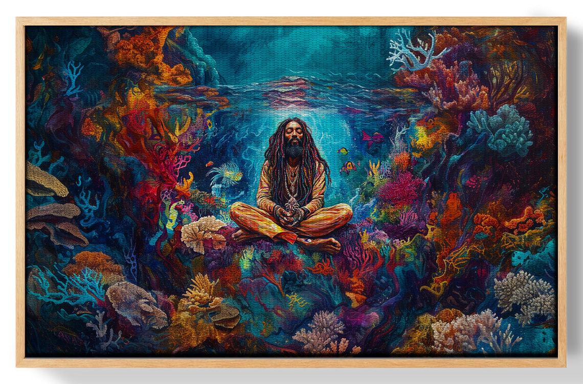 Black Woman Meditation Ocean African American wall art view 49