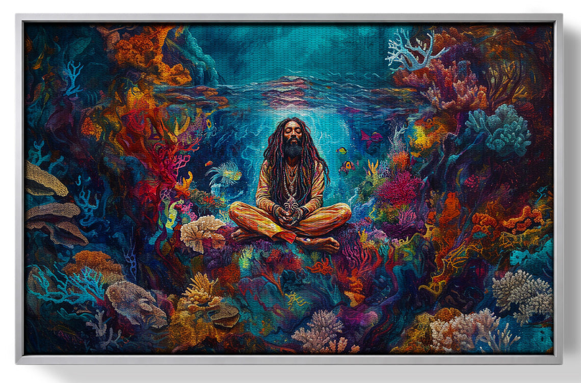 Black Woman Meditation Ocean African American wall art view 55